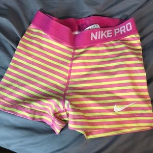 Pink & Yellow Nike Pro Spandex